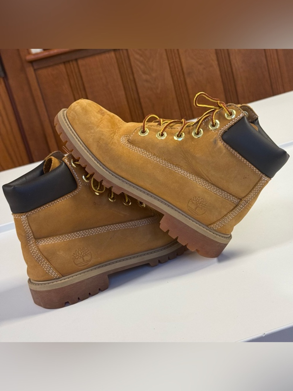 Men’s Size 3.5 Women’s Size 5 Timberland Wheat Nubuck Work Boots Wheat Tan